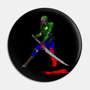 Zombie Fighting Female Warrior Pin