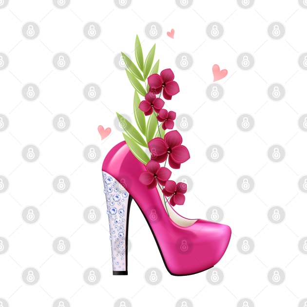 Womens Pink High Heels with Flowers for Women and Confident Girls by Productcy