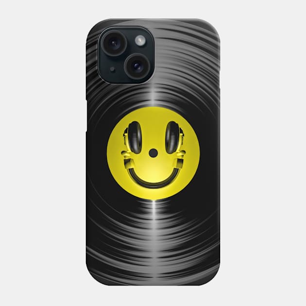 Vinyl Headphone Smiley Phone Case by Grandeduc