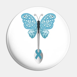 Butterfly Spoon Awareness Ribbon! (Blue) Pin