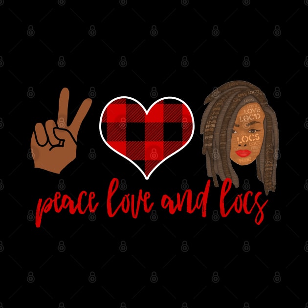 Peace Love and Locs Red Plaid Heart by blackartmattersshop