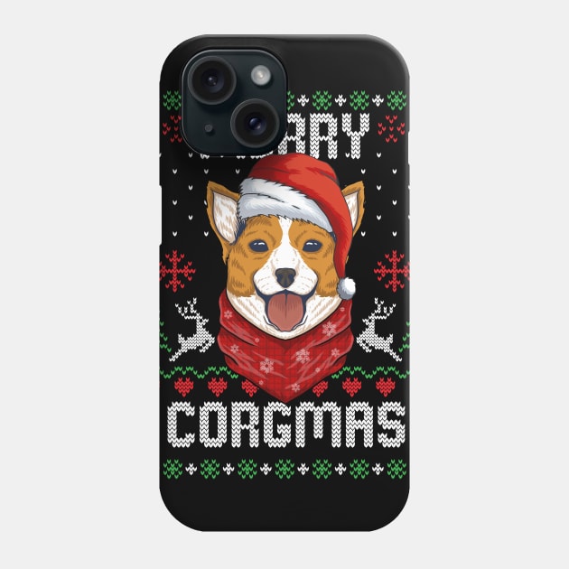 Merry Corgmas Ugly Christmas Sweater Funny Xmas Corgi Gift Phone Case by Eleganto4Tee