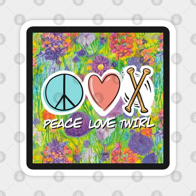 Peace Love Twirl symbol pastel flowers design Magnet by SubtleSplit