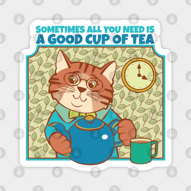 All You Need is Tea Cat Magnet by Sue Cervenka