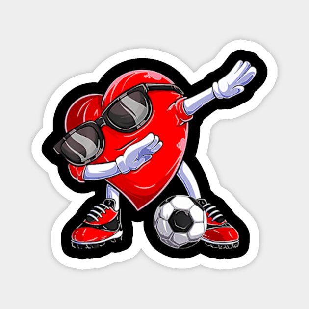 Dabbing Soccer Ball Heart Valentines Day  Men Boys Kids Magnet by Daysy1