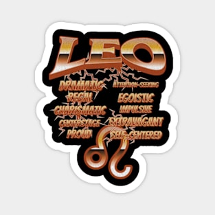 Leo Retro 90s Band Zodiac Birthday Traits Lightning Magnet