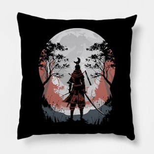 Moonlit Samurai: Echoes of Ancient Warriors” Pillow
