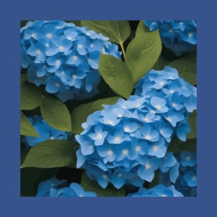 Blue Hydrangeas Floral Landscape T-Shirt