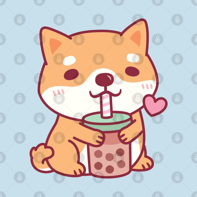 Cute Shiba Inu Dog Loves Bubble Tea by rustydoodle