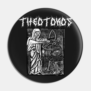 Virgin Mary Punching The Devil Death Metal Gothic Pin