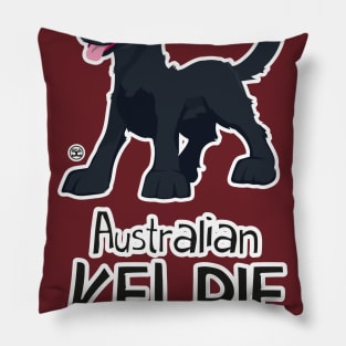 Cartoon Club Kelpie - Black Pillow