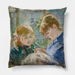 The Artist's Daughter, Julie, with her Nanny by Berthe Morisot Pillow