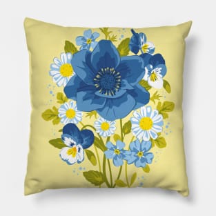 Bouquet (Anemone, pansies, chamomile and forget-me-not) Pillow
