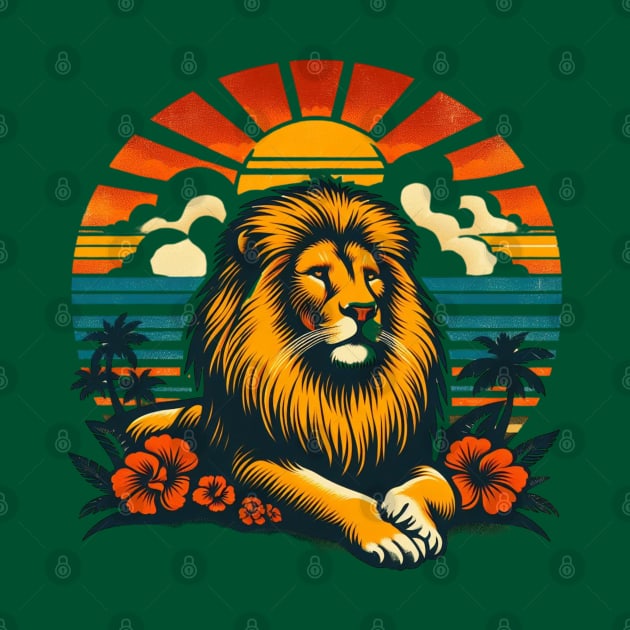 Majestic Lion Sunset Retreat - Tropical Paradise by Curious Sausage