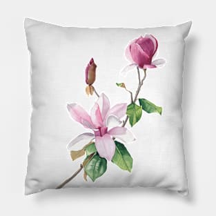 Watercolor magnolia branch Pillow