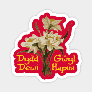 Dydd Gwyl Dewi Hapus St Davids Day Daffodils Magnet