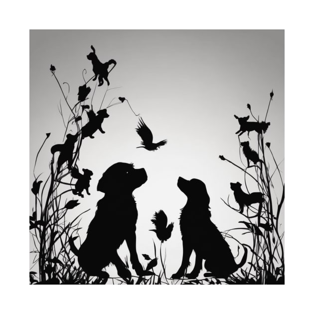 Puppies Shadow Silhouette Anime Style Collection No. 80 by cornelliusy