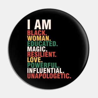 I am black black history month gift Pin