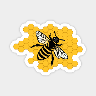 Black Bee/Wasp on Yellow Honeycomb Magnet