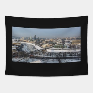 Snowy Vilnius and river Tapestry