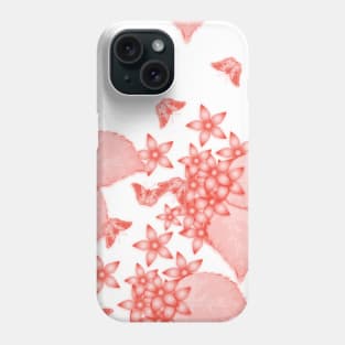 massed flowers and butterflies in red Phone Case