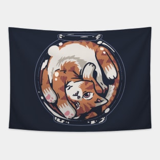 Everything is Fine Cat in a Bowl Tapestry