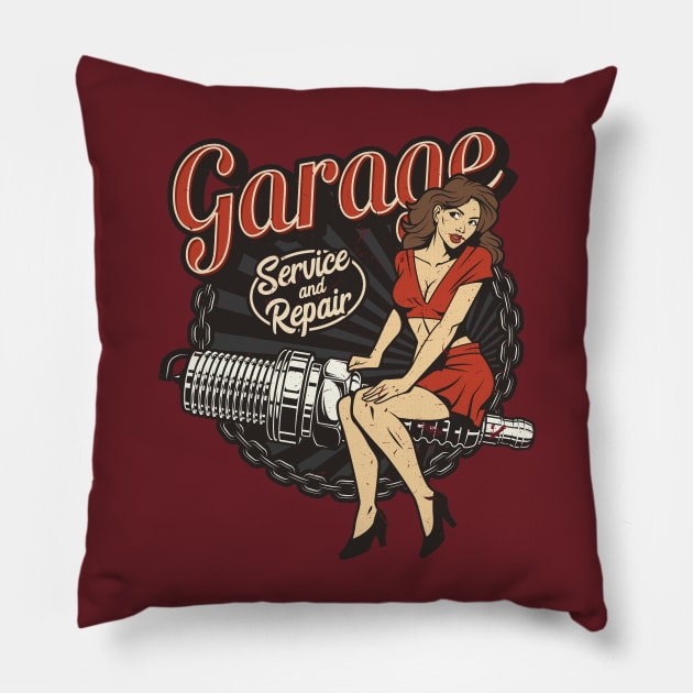 Garage Service and Repair Pillow by funkymonkeytees