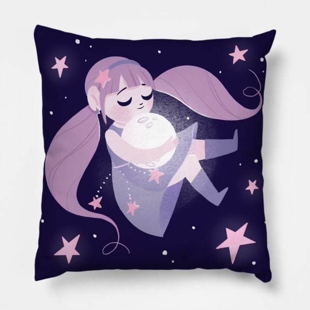 Moon Girl Pillow by Lobomaravilha