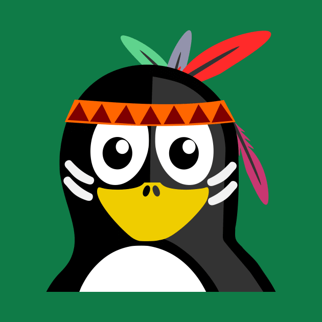 Penguin as Native American by PatrioTEEism