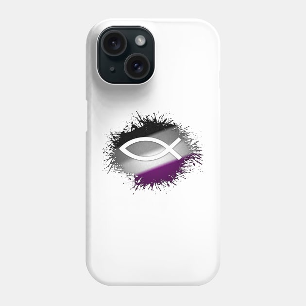 Paint Splatter Asexual Pride Flag Fish Symbol Phone Case by LiveLoudGraphics