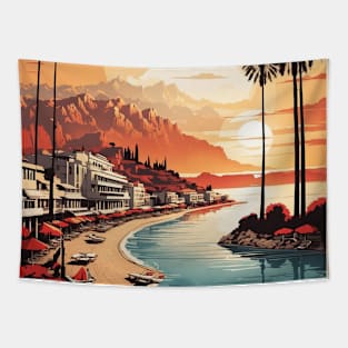 Antalya Turkey Sunset Vintage Retro Travel Tourism Tapestry