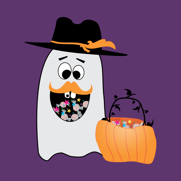 Silly Halloween Ghost Wants Your Candy by PLdesign