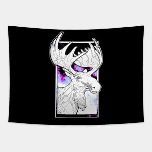 white moose in northern lights Tapestry