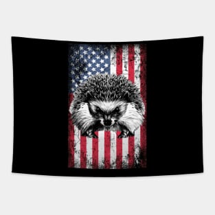 Patriotic Porcupine American Flag Tapestry