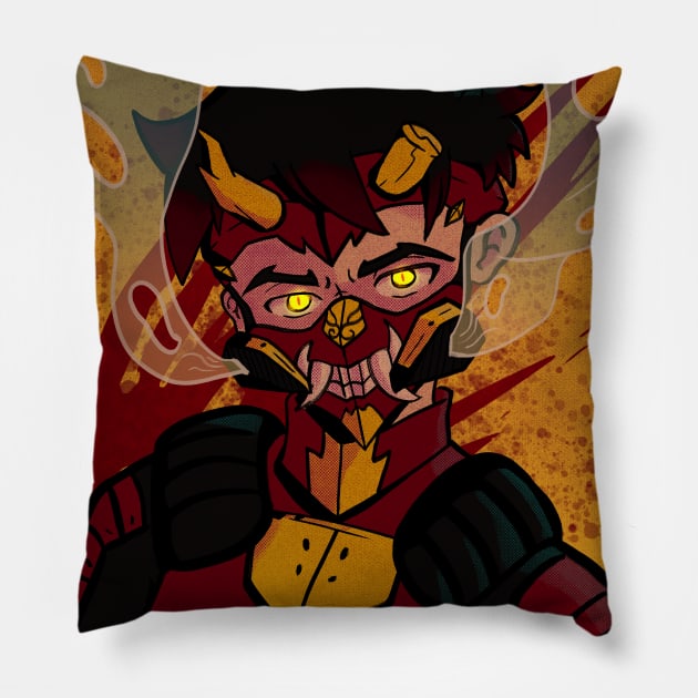 The Mad Dragon (Japanese inspired OC with background) Pillow by kodoshkosh@gmail.com