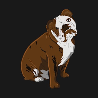 Cute English Bulldog Sitting Hand Drawn T-Shirt