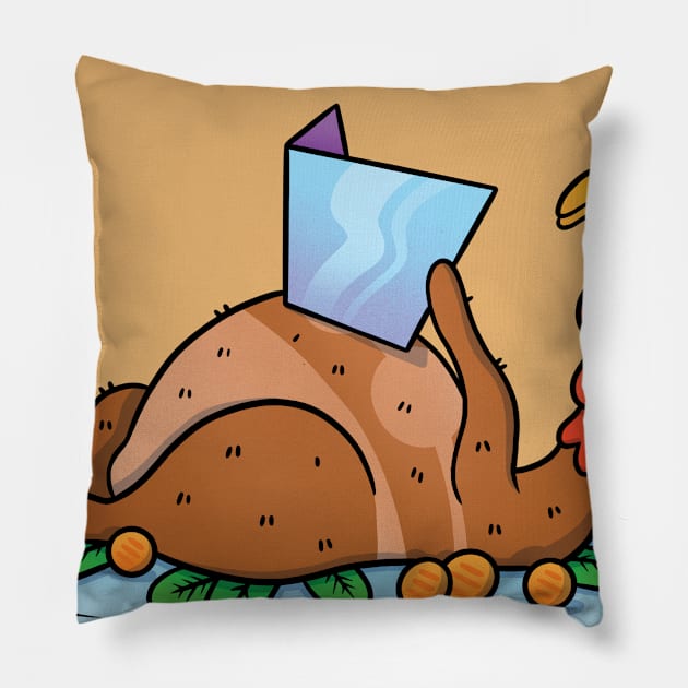 Thanksgiving Suntanning Turkey with Santa Hat Pillow by royalsass