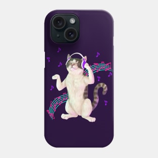 Cat listening to music Phone Case