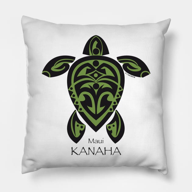 Green & black Tribal Turtle Tattoo / Kanaha, Maui Pillow by srwdesign