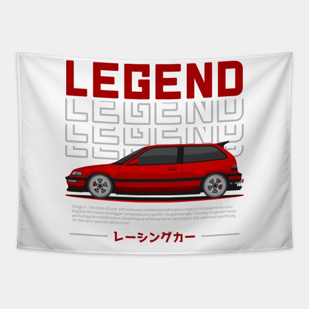 Midnight Racer Red Kanjo EF JDM Tapestry by GoldenTuners