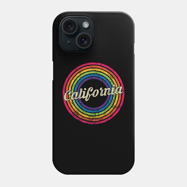 California - Retro Rainbow Faded-Style Phone Case by MaydenArt