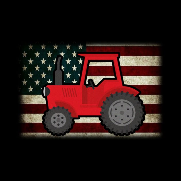 Tractor American Flag patriotic USA farming 4th of july by Kaileymahoney