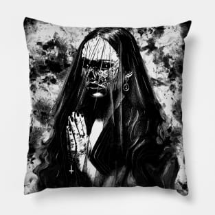 The Spooky Nun Horror Halloween Manga Gothic Creepy Dark Art Pillow