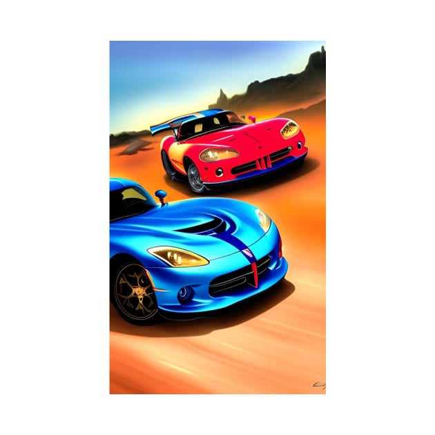 Classic car red vs. blue by ShopSunday