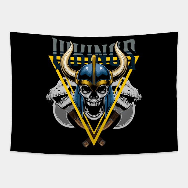 Viking Skull 6.4 Tapestry by Harrisaputra