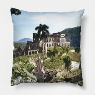 Colorized Haiti Sans Souci Pillow