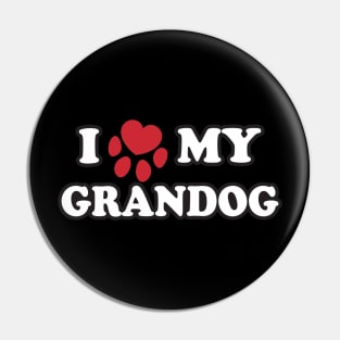 I Love My Grandog Red Paw For Old Dogs Pin