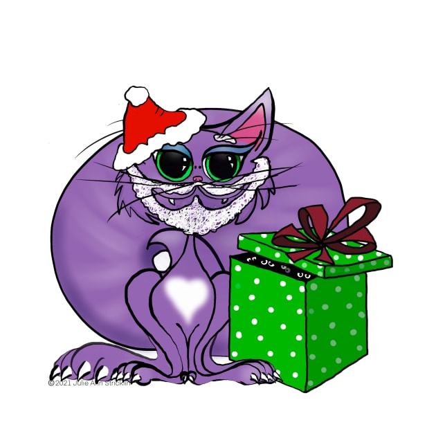 Santa Kitty with Eye Catching Gift by Julie Ann Stricklin