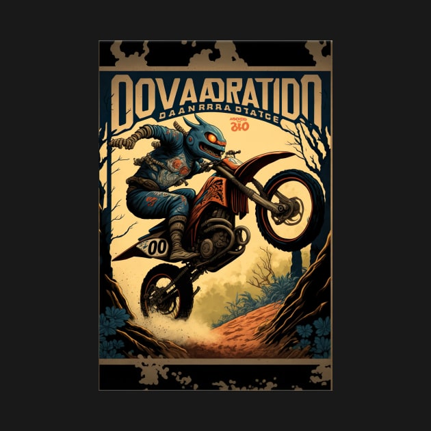 Blue Monster riding Dirt bike by KoolArtDistrict