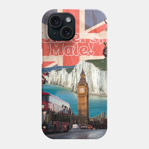 Cheers, mate! A London Icons Collage Phone Case by Amourist